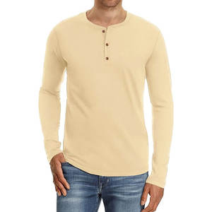 Camisetas Henley de algodón para hombre, camisetas de manga larga, camiseta informal con bolsillo, camiseta Henley de manga larga, camiseta informal - Product Image 1