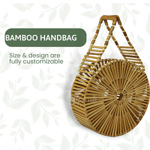Sac à main en bambou naturel de vente chaude-Sac fourre-tout en bambou rond élégant pour les femmes à la mode, sac de vacances d'été - Product Image 4