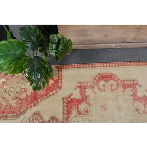 พรมสไตล์ตุรกี x 6.7ft วินเทจสีแดง & สีเบจพรมแบบเย็บปะติดทำจากยางมีพนักพิงหลังสำหรับตกแต่งห้องนั่งเล่น - Product Image 3