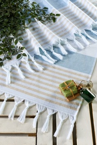 Serviette turque en tissu éponge méditerranéen à rayures, 35x70 pouces - Product Image 4
