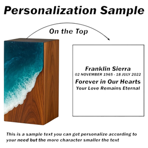 Handmade Wooden Cremation Urn Resin Ocean Wave Inlay Elegant <b>Memorial</b> <b>Keepsake</b> - Product Image 2