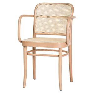 Chaise de salle à manger en bois de teck massif au design moderne avec assise et dossier en rotin tissé pour intérieur et extérieur - Product Image 1