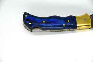 Couteaux pliants à serrure arrière couteaux de poche de collection en acier damas personnalisés avec manche en bois prix raisonnable couteau d'extérieur - Product Image 4