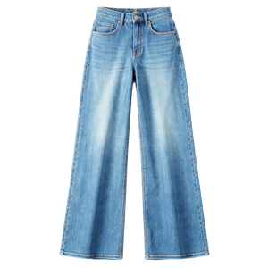 Jean en denim taille haute pour femme, coupe large, délavé vintage, ample, écologique, imperméable, respirant, mode décontractée d'été - Product Image 2