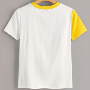 เสื้อยืดแขนสั้นลำลองผ้าฝ้ายระบายอากาศได้ดีสำหรับผู้ชายดีไซน์บล็อกสีแฟชั่นแบบลำลองพร้อมโลโก้ที่กำหนดเองผ้าถักใหม่ - Product Image 3