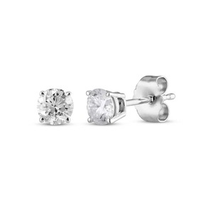 Pendientes solitarios de diamante de corte redondo para uso diario, 0.50 ct, diamante cultivado en laboratorio en oro macizo de 14K, para ocasiones especiales y fiestas. - Product Image 1