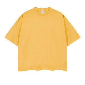 Camiseta Corta de Algodón Grueso de 260 g/m², Estilo Urbano, Holgada, de Lujo, sin Estampado - Product Image 1