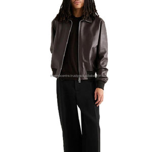 OEM Service Custom Made Logo Hombres Chaqueta de cuero genuino Uso de invierno Cremallera Hombres Chaqueta de cuero de moda para hombres - Product Image 2