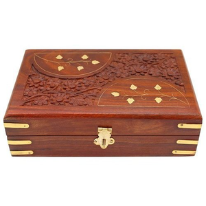 Joyero de madera hecho a mano de la mejor calidad con trabajo de latón Madera maciza Excelente artesanía - Product Image 4