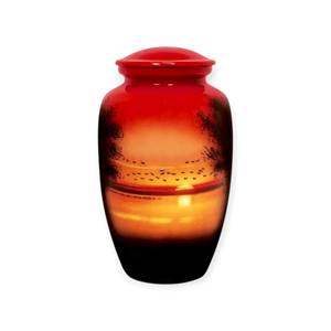 Urne funéraire Horizon du coucher du soleil avec motif d'oiseaux en vol au-dessus de l'eau pour une commémoration paisible et émotionnelle - Product Image 1