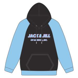 Jack et Jill of America Sweat à capuche à manches raglan noir Broderie en chenille bleue Vêtements d'organisations civiques et professionnelles noires - Product Image 2