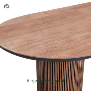 Mesa de Comedor de Madera Maciza Ovalada con Pilar Romano, Venta Caliente de Fábrica, Madera de Teca, Caoba, Sungkai, Mesa de Comedor Americana de Madera - Product Image 3