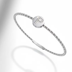 กำไลข้อมือประดับเพชรและทองคำ 14K รูปอักษรย่อแบบเทพนิยาย |   เพชรทรงบริลเลียนต์คัต 0.07 กะรัต - Product Image 1