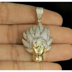 Pendentif personnalisé plaqué or et diamant Goku, pendentif hip hop pour femmes et hommes, dernier modèle de pendentif - Product Image 1