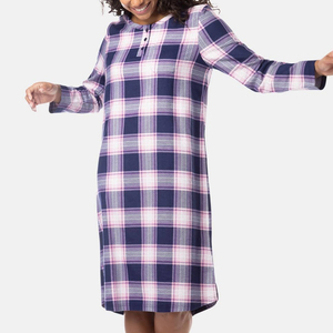 <span class=keywords><strong>Camicia</strong></span> da <span class=keywords><strong>Notte</strong></span> Henley in Flanella per Donne, Maniche Lunghe, in <span class=keywords><strong>Cotone</strong></span> di Bambù, Pigiama Organico Femminile - Product Image 3