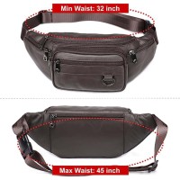 Sac banane en cuir véritable avec 6 poches à fermeture éclair, petit sac de taille pour le voyage, la randonnée et la hanche pour hommes et femmes (café)