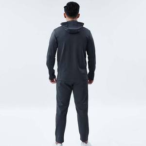 Venta caliente precio barato personalizado OEM liso Color sólido cremallera completa chaqueta con capucha Jogger conjunto de dos piezas chándal personalizado para hombres - Product Image 3