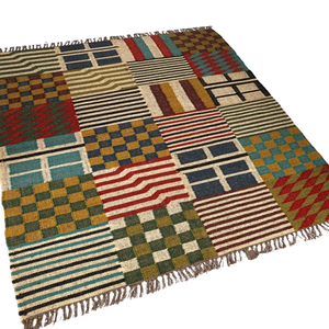 พรมถักลายสไตล์วินเทจผ้าขนแกะหลากสีลายเรขาคณิตพรมทำมือดีไซน์หรูหราประดับประตูบ้านโรงแรมสวน - Product Image 1