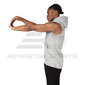 Sudaderas con capucha sin mangas para hombre de buena calidad a la venta sudaderas con capucha sin mangas para gimnasio lisas 2024 - Product Image 4
