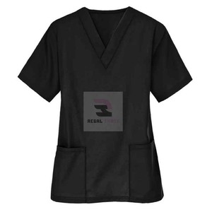 Venta caliente 3 bolsillos médico enfermera Scrub Top uniformes Hospital Camisa de algodón - Product Image 5