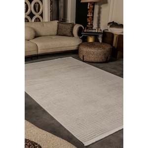 Tapis moderne beige Netline CN008, 100 % acrylique, anti-peluches, facile à nettoyer, durable pour chambre à coucher, bureau, enfants - Home Depot - Product Image 2