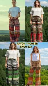 กางเกงคาร์โก้ผ้าเรยอนแฟชั่นใหม่ สไตล์ฮิปปี้ โบโฮ อินเดีย สำหรับใส่เที่ยวทะเลช่วงฤดูร้อน แบบยูนิเซ็กซ์ สำหรับผู้หญิง ลายชนเผ่า ทรงปกติ ฟรีไซส์ - Product Image 4