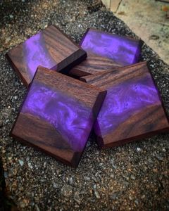 Dessous de verre décoratif en bois et résine absorbant l'eau pour boissons en liège pour la décoration de tasses à café Coussin d'isolation thermique Sous-verres en ardoise - Product Image 6