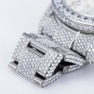 Montre mécanique automatique de luxe de haute qualité 41MM, fabriquée à la main, en acier inoxydable, avec cadran en verre serti de diamants de laboratoire, bracelet en perles noires, boîtier en perles noires - Product Image 4