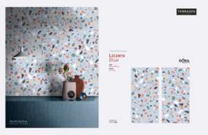 Azulejos de Porcelana Premium LICZERO con Aspecto de Terrazo Azul y Superficie Tallada - Product Image 3