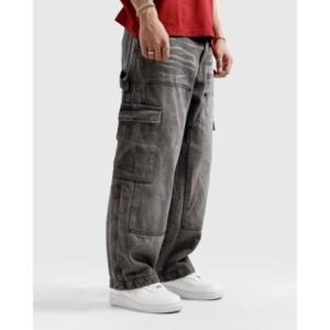 Pantalones Cargo de Mezclilla Relajados con Efecto Desgastado, de Cintura Media, Estilo Y2K Vintage, Pierna Ancha, Hip Hop, con Remaches y Tejido de Punto para Invierno - Product Image 1