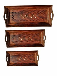 Plateau de service en bois personnalisé de luxe à prix compétitif pour les fournitures de restaurant et d'hôtel Assiettes jetables Plats fabriqués en Inde - Product Image 4