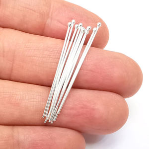 Vente en gros de broches à tête ronde en argent sterling 925 |   Composants de bijoux pour la fabrication de boucles d'oreilles, de pendentifs et de perles - Product Image 1