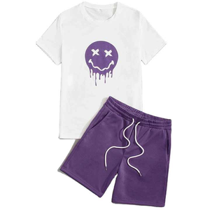 Ropa de verano de moda para hombre Diseño OEM Logotipo personalizado Impresión 100% algodón Camiseta de gran tamaño y pantalones cortos Conjunto para hombres Precio al por mayor - Product Image 1