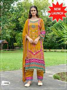 Muselina de colección Premium con impresión digital y trabajo de espejo Fabricante y proveedor de trajes Salwar de Surat - Product Image 5