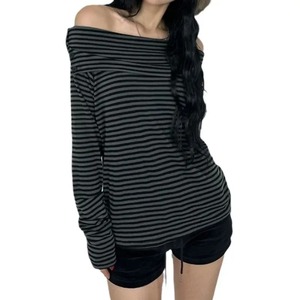 เสื้อยืดแขนยาวผ้าฝ้าย/เส้นใยไม้ไผ่สำหรับผู้หญิงเสื้อยืดติดโลโก้ - Product Image 5