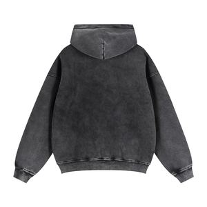 High Quality Winter Solid Acid Wash Sun Fade Heavy Weight Fleece 320g Blending Vintage Sports Streetwear <b>Men's</b> Zipper <b>Hoodie</b> - Product Image 3