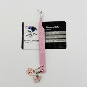 Pinzas Profesionales para Extensión de Pestañas LUCKY LASH TOOLS, Diseño de Mariposa y Flor Rosa, Mango Cómodo, Punta Suave y Duradera - Product Image 4