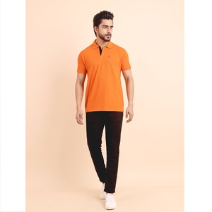 Elegante camiseta de media manga con cuello Polo básico naranja para hombres Ropa informal cómoda y esencial para el trabajo Salidas sociales - Product Image 1