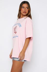 Camiseta de Verano Extra Grande, Ecológica, Transpirable, con Estampado Rosa, Estilo Urbano para Mujer - Product Image 2