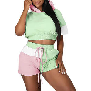 Ensemble sweat-shirt et short pour femme avec logo personnalisé, ensemble deux pièces pour adultes - Product Image 1