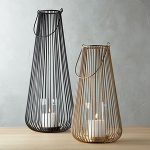 Linterna de hierro de decoración de Oro Negro real de alta calidad para decoraciones del hogar portavelas de Navidad red de alambre cubierta de vidrio de Metal - Product Image 5