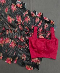 Ropa de fiesta de diseñador bordada pesada Ropa de mujer Material pesado Sari Última colección India y Pakistán Mujeres Adultos Apparelgarment - Product Image 4