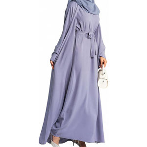 Wholesale <b>Plus</b> <b>Size</b> Modest Simple Muslim Abaya 100% Cotton A-Line Islamic Women's Plain Color Zipper Best Quality Latest Design - Product Image 5