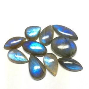 Lote de 10 piedras preciosas de cabujón llamativo azul de labradorita natural, piedras sueltas de forma mixta para la fabricación de joyas - Product Image 2