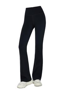 Nouveau cette semaine Logo personnalisé solide simple jambe large taille haute grande taille Leggings de yoga avec fermeture à cordon pour les femmes - Product Image 3