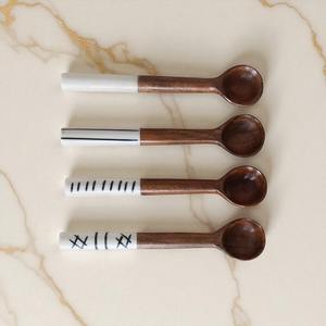 Handmade Natural Acacia <b>Wood</b> <b>Spoons</b> Set Eco-Friendly Mini Non-Stick <b>Cooking</b> Tong for Home Kitchen Use Traditional Design Style - Product Image 3