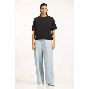 Blusa de punto holgada para mujer, de algodón, informal, ecológica, con cuello redondo, para uso diario, fabricante OEM ODM WM-KTP-WS25-105 Simple - Product Image 1