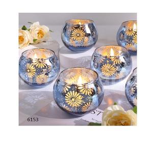 Blue Mercury Round <b>Tealight</b> Glass Votive Candle <b>Holders</b> for Christmas Decoration Table Showpiece Wedding Shower Gifts - Product Image 1