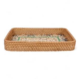 Plateau de service en rotin naturel écologique avec nacre pour servir les aliments, la salle à manger et la décoration de table - Product Image 3