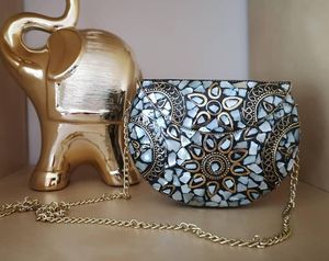 Hot Selling Indian Manufacturer Women's Clutches Mosaic <b>Work</b> Brass Metal Clutch <b>Bag</b> With <b>Large</b> Capacity for Worldwide Supply - Product Image 6
